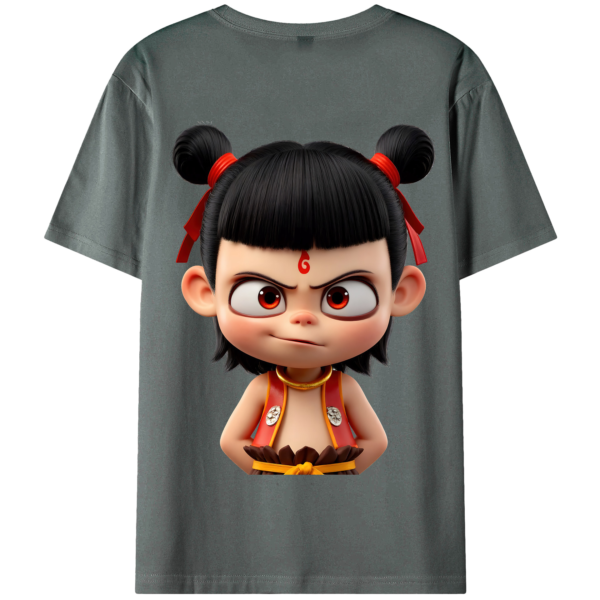 （画像用） Ne Zha 2 ナタ 魔童の大暴れ 綿100％半袖Tシャツ（背面プリント）